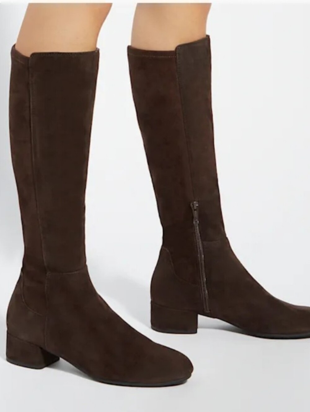 Dune London Tayla Brown Stretch Knee-High Boots Size 9 New